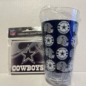 Dallas Cowboys Tumbler & Ceramic Coaster Bundle – NFL Licensed – New